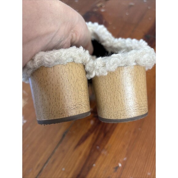 Kensie Joselynn Faux Shearling Suede Mules Clogs Slip On 8 Black Leather - Picture 4 of 7